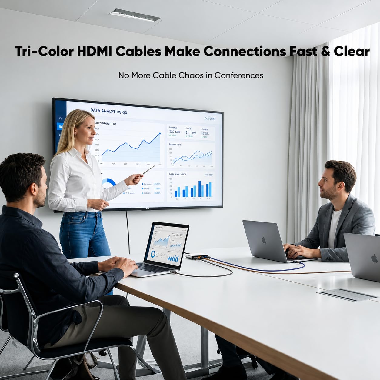 Cable HDMI 4K de 6 pies, paquete de 3, compatible con monitor