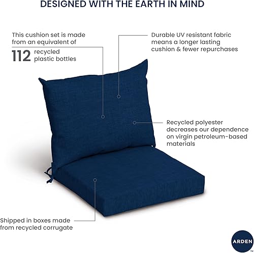 Miniatura 11 de Arden - Cojín para silla de comedor al aire libre, 21 x 21 pulgadas, a prueba de lluvia y resistente a la decoloración, 21 x 21 pulgadas, color azul