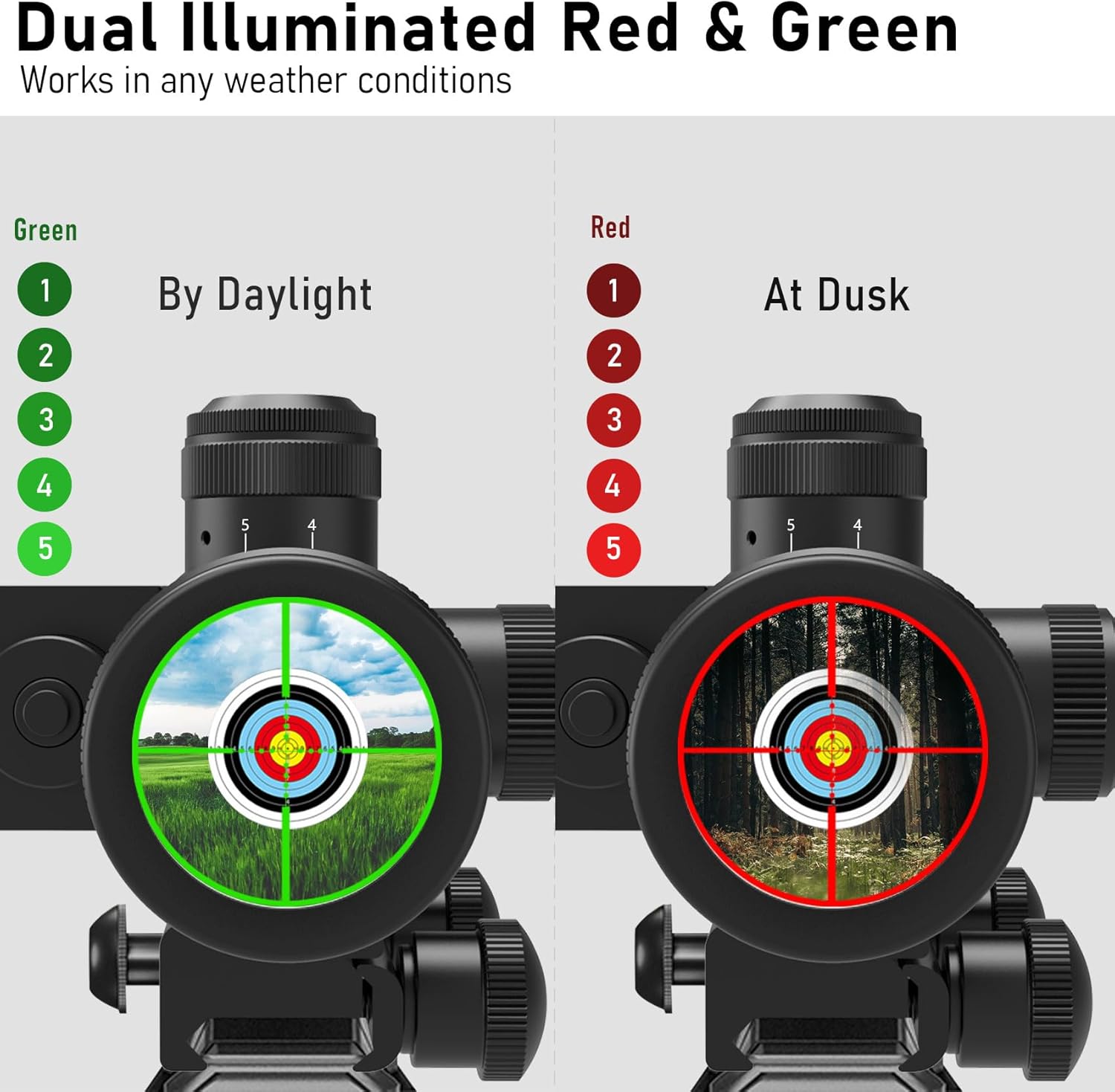 UUQ 2.5-10x40 Rifle Scope with Red/Green Illuminated Mil-dot with Red/Green Laser Combo-Green Lens Color,Tactical Scope for Gun Air Hunting,Free 20/11mm Mounts