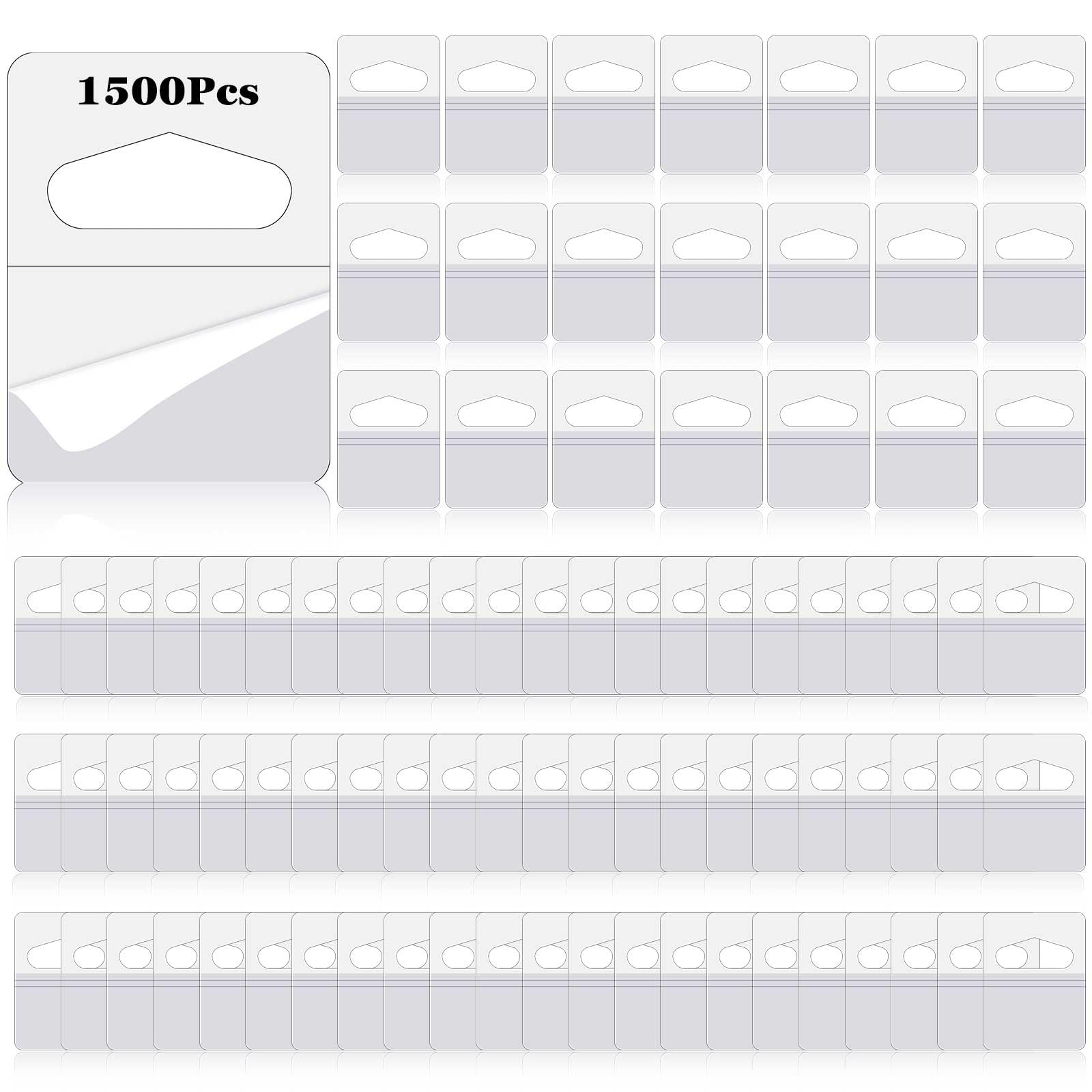 1500 etichette trasparenti con foro per appendere, autoadesive, in plastica, per vendita al dettaglio, etichette adesive per esposizione in negozio (stile elegante, 3 x 3 cm)
