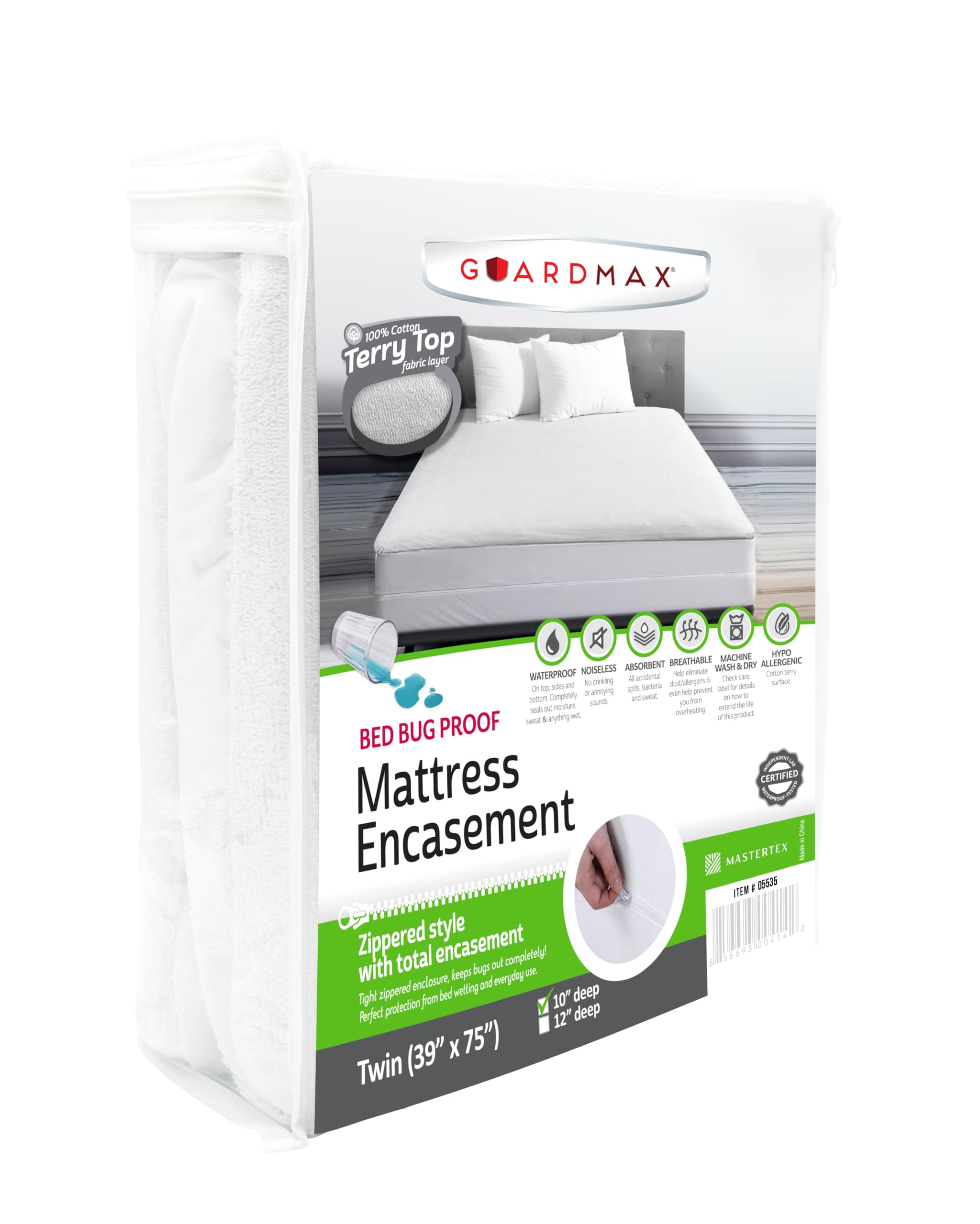 Amazon.com: Guardmax Terry Cotton Zippered Mattress Encasement - Twin ...