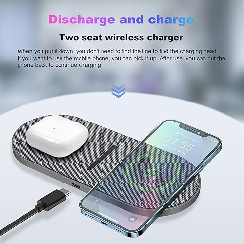 Miniatura 7 de Almohadilla de carga inalámbrica dual de 20 W, cargador inalámbrico rápido con adaptador para iPhone 17 Pro max17 Air161514131211XSXR8 Plus, Air