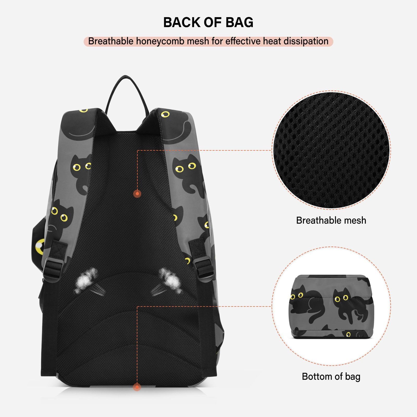 Amazon | Chovvy ラケットバッグ テニス バドミントン 収納 黒猫 ネコ