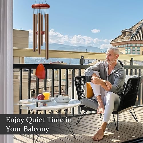 Vista 210 de Campanillas de viento grandes de aluminio de 37 pulgadas para crear un ambiente zen, adecuadas para exteriores, con atrapador de viento, adecuadas