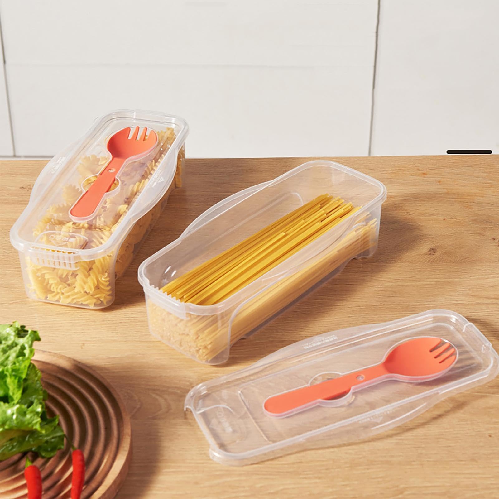 Nudelkocher für die Mikrowelle - Rechteckige Pasta-Behälter, langlebige gestreifte Nudeln, luftdichter Lebensmittelbehälter mit Deckel | Kühlschrank-Organizer, Behälter