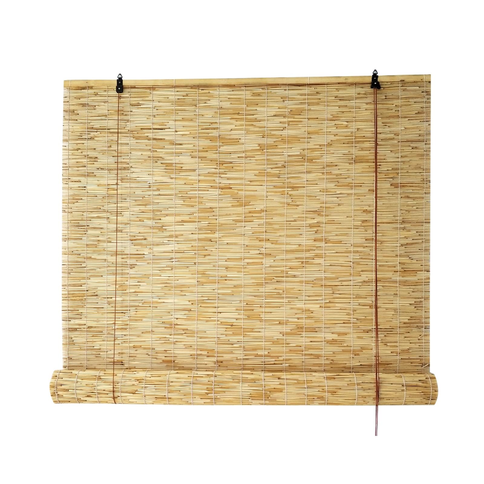 Rolety bambusowe do okien, zwijany parasol trzcinowy, ochrona przed słońcem/izolacja cieplna, Premium retro, do jadalni, kuchni, studia, rolety szyte na miarę (120 x 200 cm)
