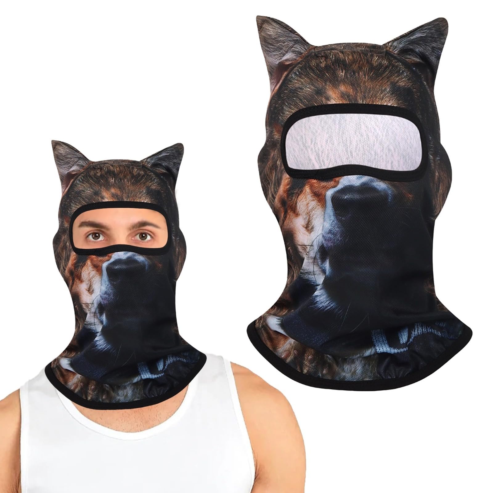 Cat in The Hat Mask, Cat Dog Ski Mask Realistic Animal Balaclava，#B