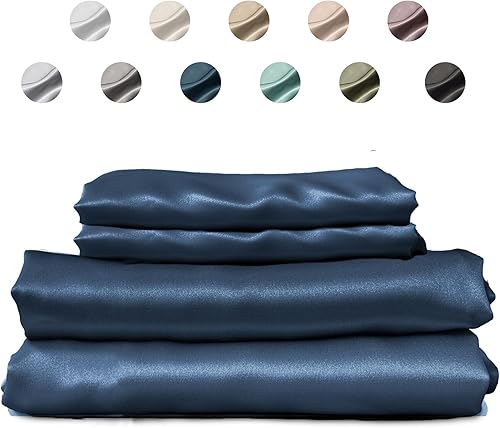 Colorado Home Co Juego de sábanas de seda de morera, sábanas de 100 % seda, sábana encimera, sábana bajera de bolsillo profundo y funda de almohada