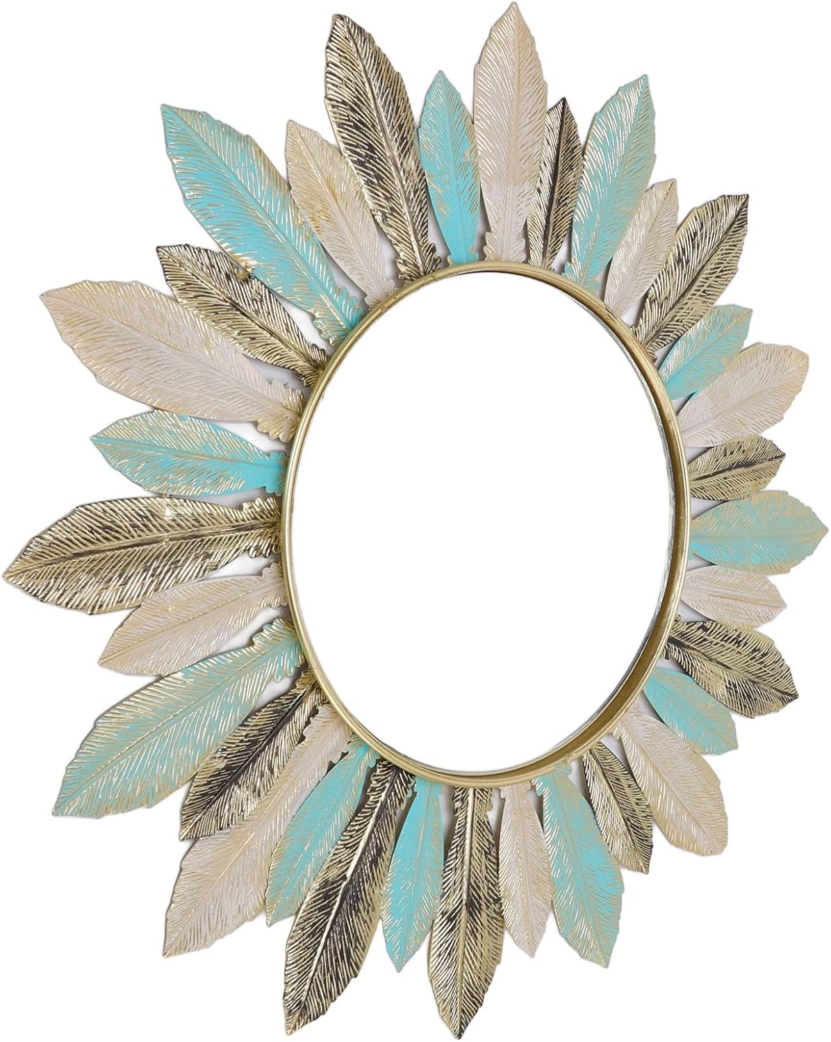 Boho Metal Wall Mirrors, 16.1in Round Decorative Mirrors for Living Room, Bathroom, Bedroom - Image 4