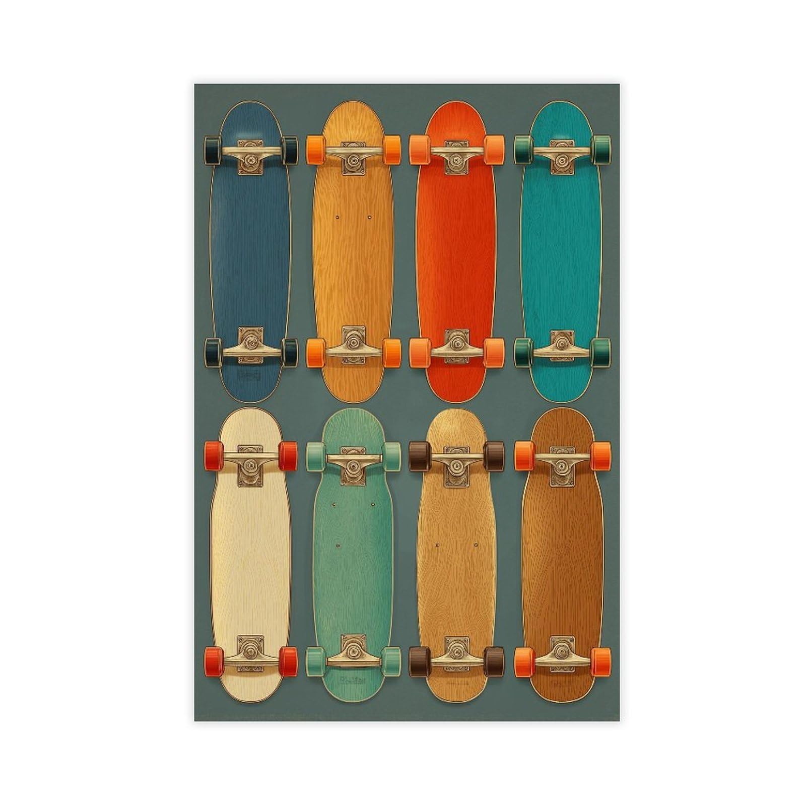 YWTJAX Vintage Skateboard Poster Canvas Poster for Dorm Room Decor Gift