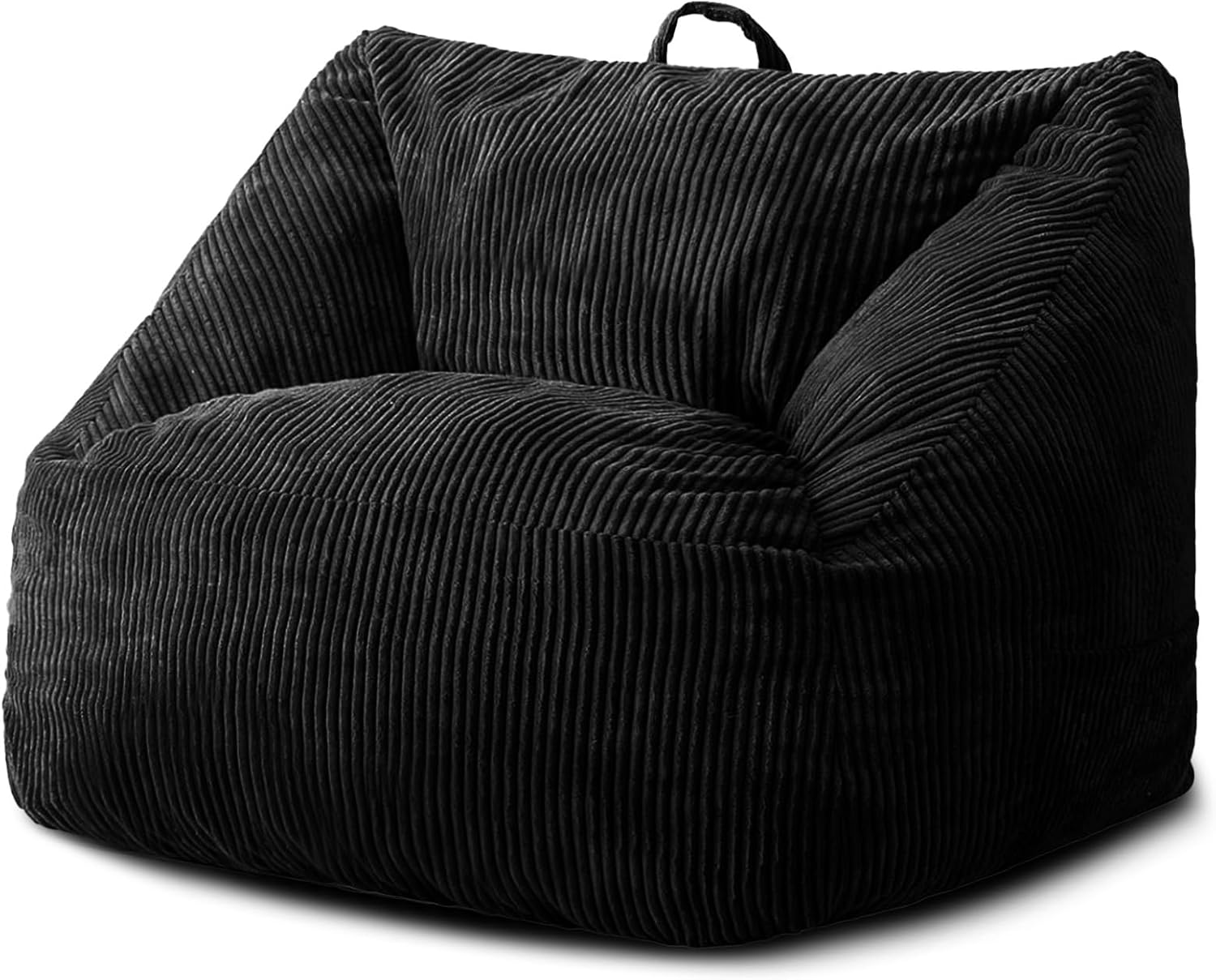 Bean Bag Chairs for Adult, Giant Bean Sofa with High-Rebound Memory Foam, Chair with Plush Microfiber Removable Cover, Big Sofa for Reading, Gaming, Black