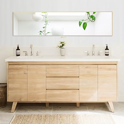 Vista 82 de DUMOS - Espejo de pie arqueado de cuerpo completo con soporte, marco de aluminio, para colgar o apoyar, nanocristal inastillable, para decorar