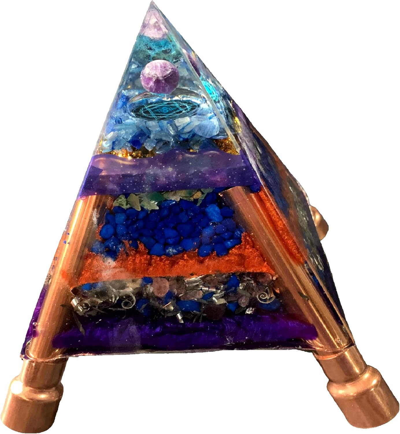 Ascension Orgone Energy Large Pyramid with copper legs adjustable to 10 feet for Home and Garden Protection