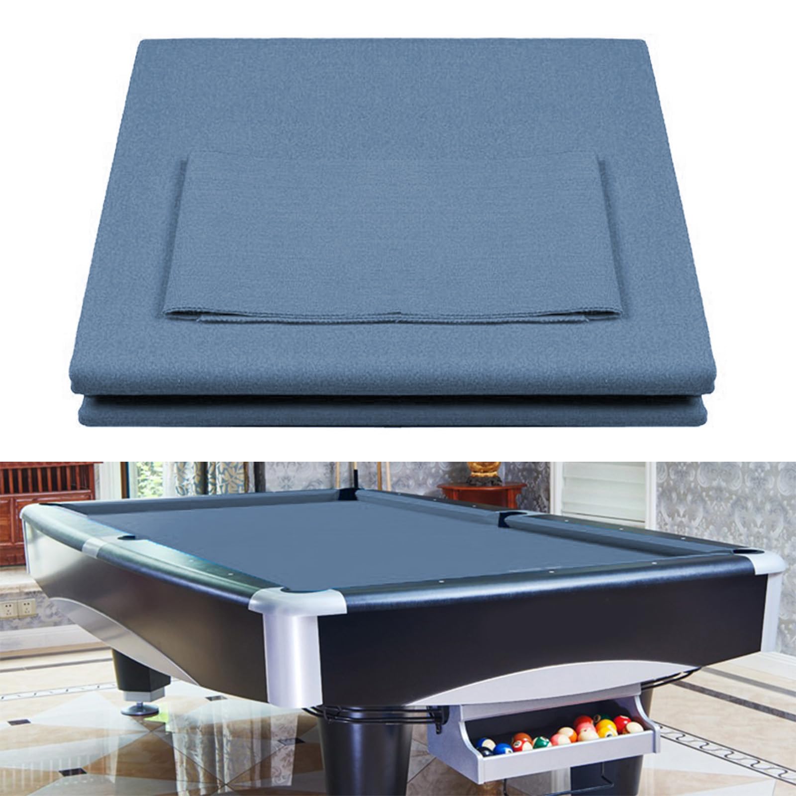 Boshen Worsted Blend Billiard Cloth Pool Table Felt Fast Speed for 7' 8' 9' Pool Table Pre Cut Bed & Railsm, Light Blue for 7 Foot Table