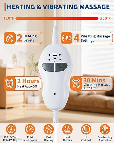 Miniatura 2 de Almohadilla térmica eléctrica con peso para aliviar el dolor de cuello, hombros y espalda, almohadilla térmica portátil con masaje, regalos para