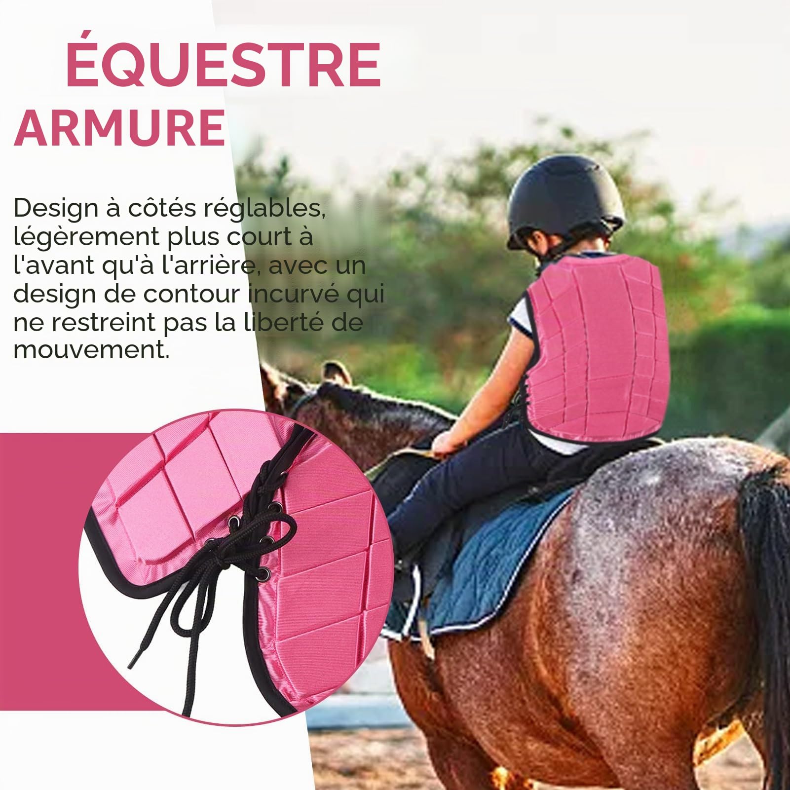 Gilet d'équitation pour enfant, unisexe, équipement de protection d'équitation rembourré, gilet de sécurité pour l'entraînement d'équitation pour garçons et filles