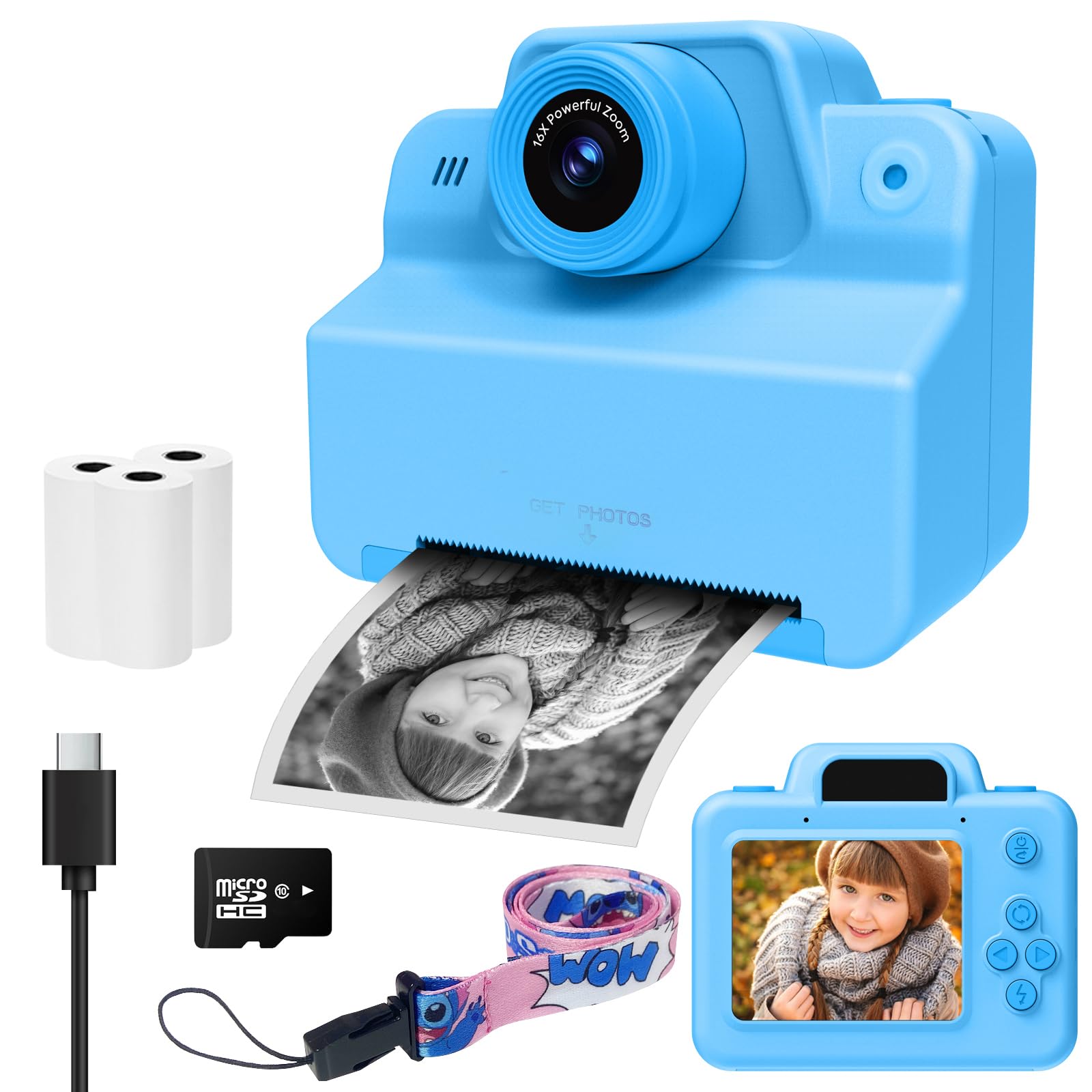 Fdit Appareil Photo Pour Enfants Avec Carte Mémoire X2 Caméra Numérique