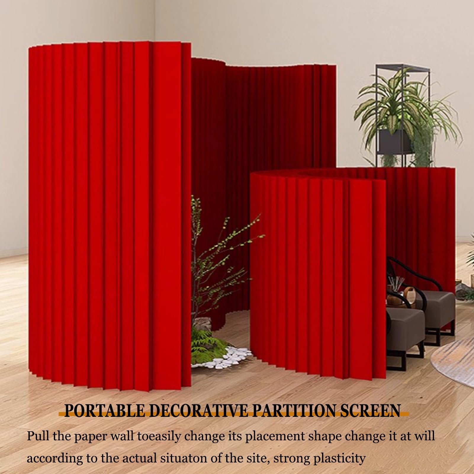 Roter Faltbarer Sichtschutz(4x1.6 m/13.12x5.25 ft)