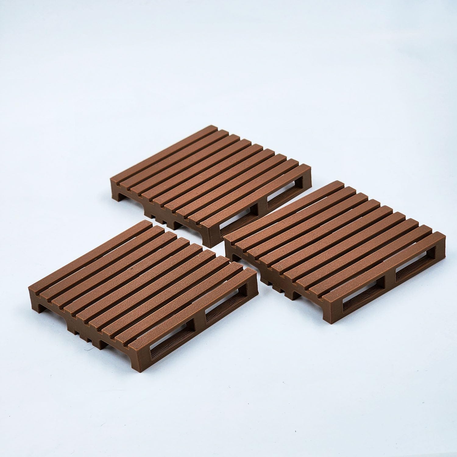 Mini Pallet Coaster Set of 3 | Square Drink Coasters for Tea Cups, Coffee Mugs & Glasses | Rustic Desk Table Protection Coaster Set | Stackable 3D Printed Cup Coasters for Home & Office-image-4