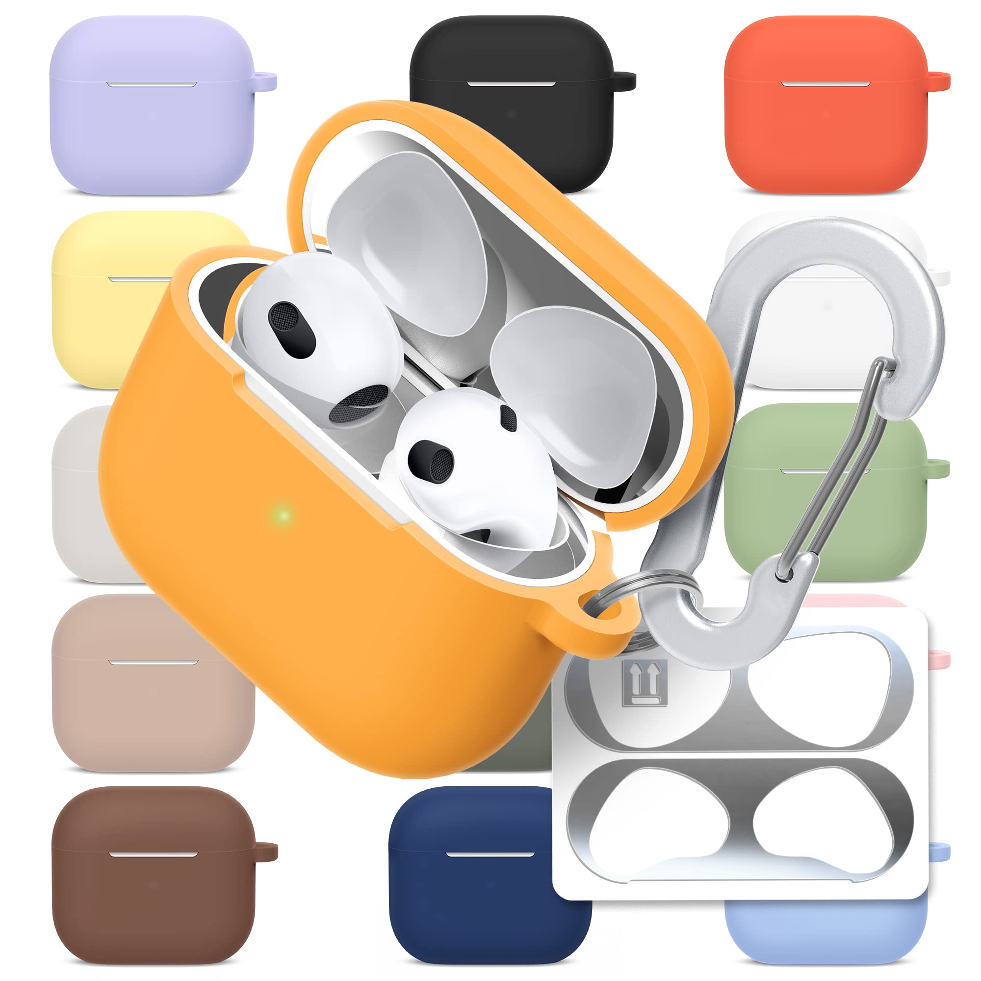 [3 in 1] AirPods Pro 3 Silicone Case + Anti-Lost Carabiner + Dust Guard Metal Film, Protective Cover with Keychain for Apple AirPods Pro3 (2025) — view 25
