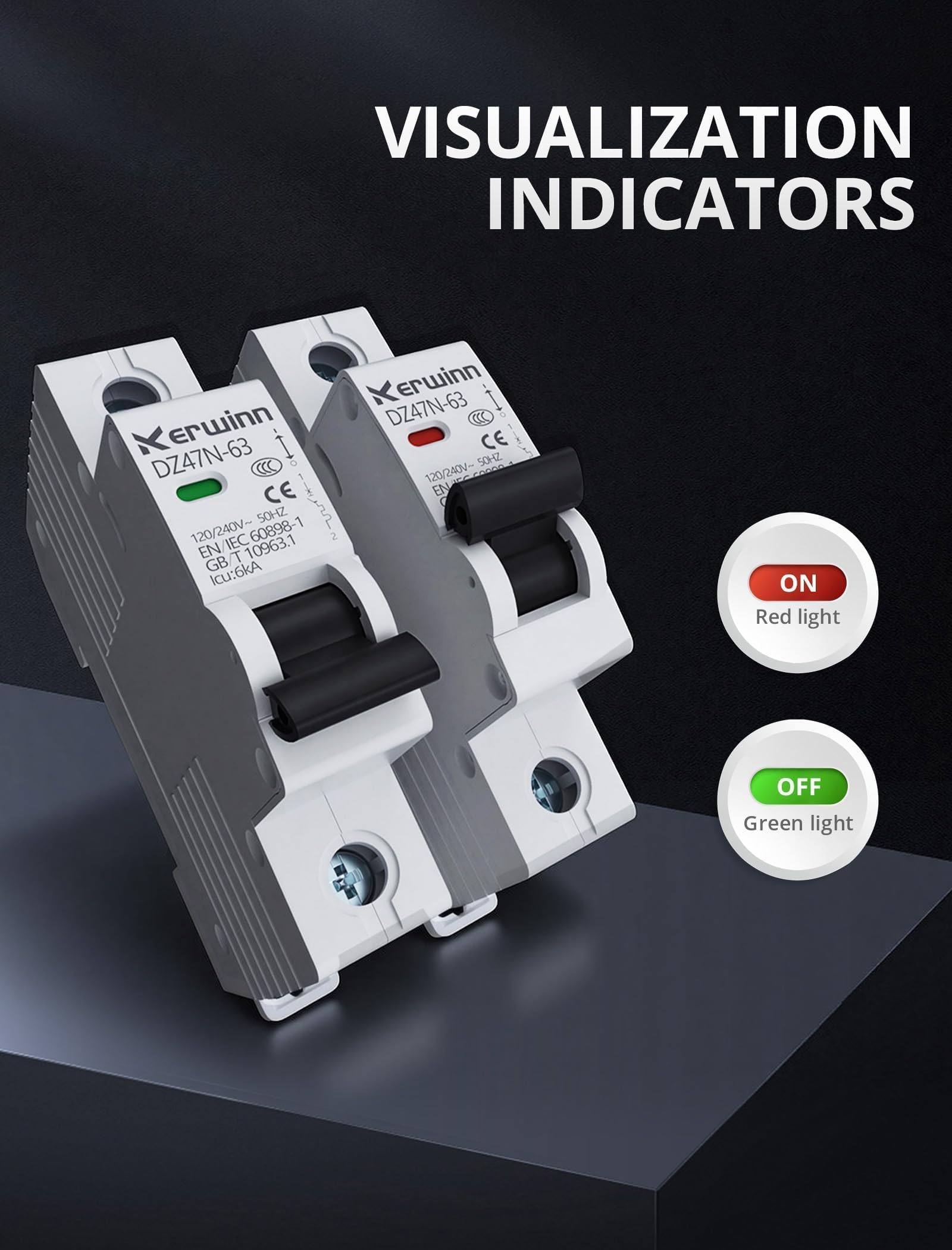 Miniature Circuit Breaker 120V/240V ac Circuit Breaker 1 Pole 20Amp Smart Circuit Breaker DIN Rail Mount for Marine Power Systems,Solar photovoltaic Systems(C20A) — Amazon image 3