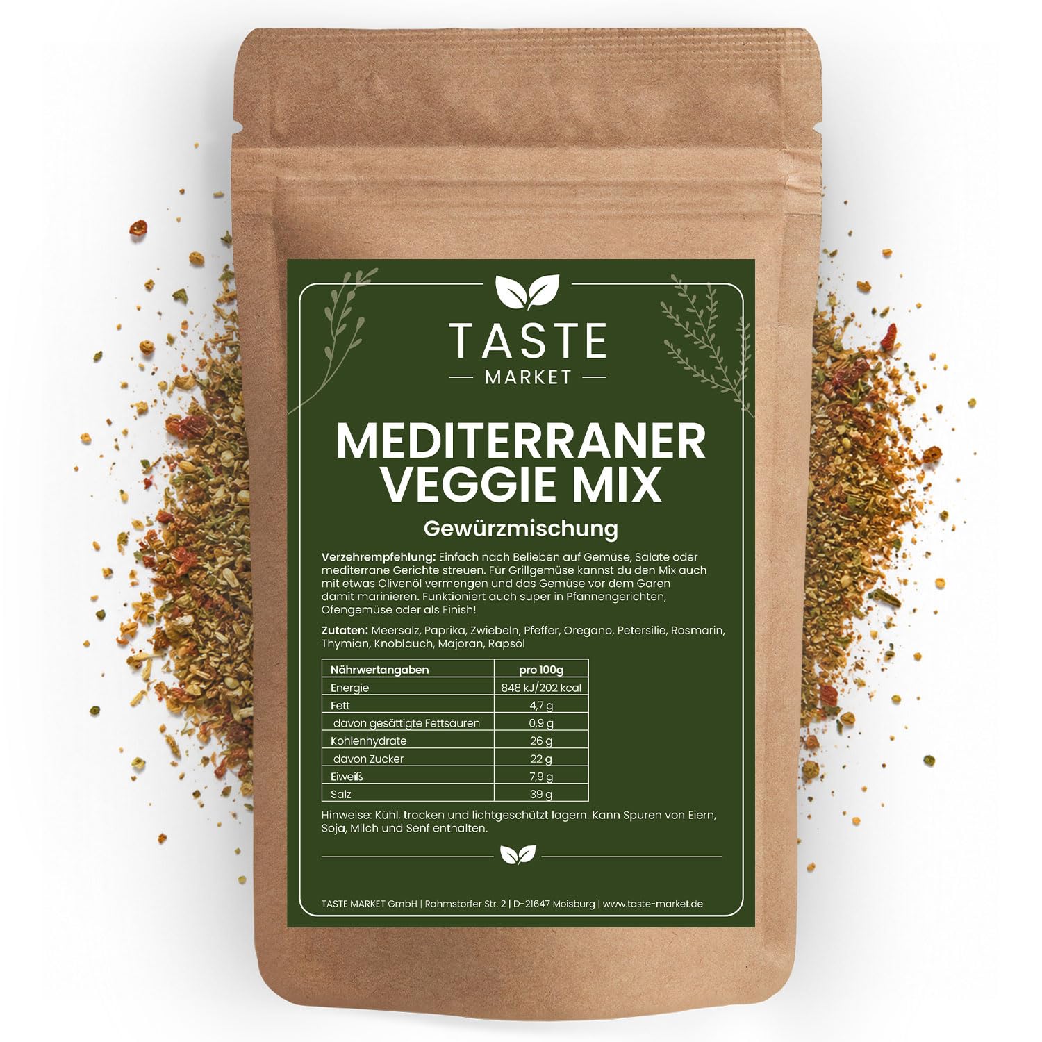 Mediterraner Veggie Mix 10 kg Gewürzsalz mit Meersalz, Kräutern & Paprika – Perfekt für mediterranes Gemüse, Salate & Grillgerichte