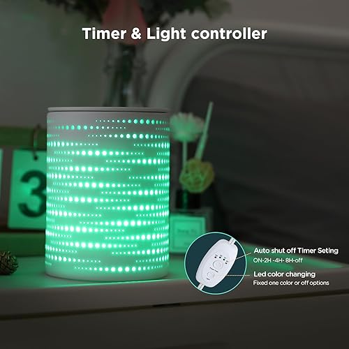 Miniatura 3 de Calentador de cera para derretimiento, quemador de aceite de cerámica con temporizador, derretidor eléctrico de cera de vela con luz LED, bandeja