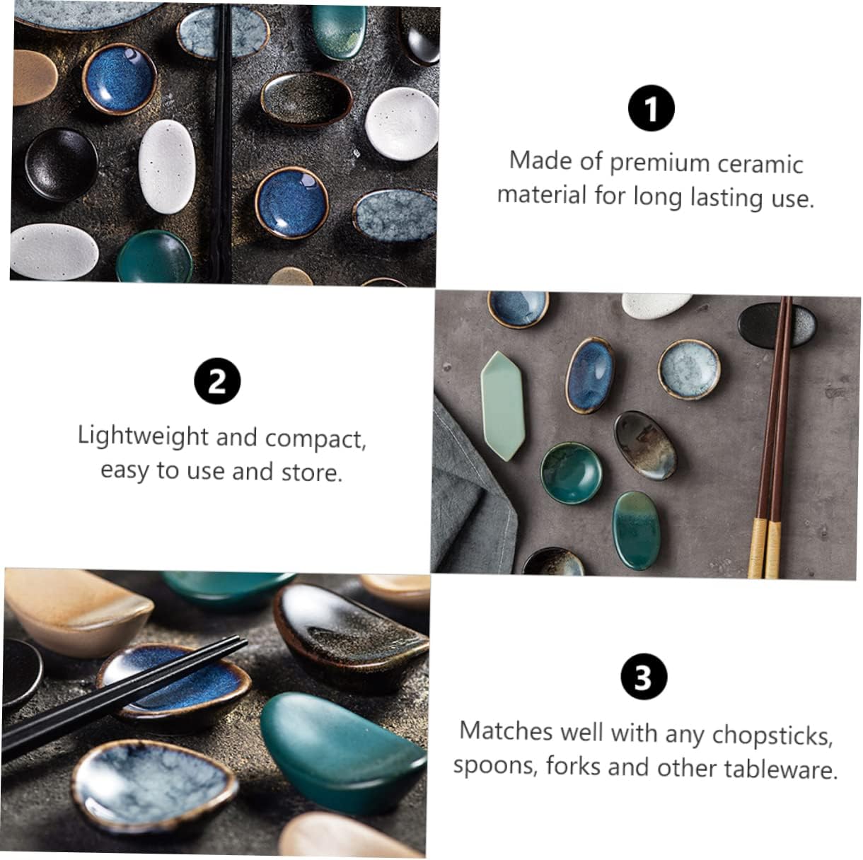 IMIKEYA 70pcs Ceramic Chopsticks Holders Japanese Style Chopstick Rests Porcelain Spoon Fork Racks for Home Dining Decor Random Colors Easy to Clean and Elegant Eating Environment