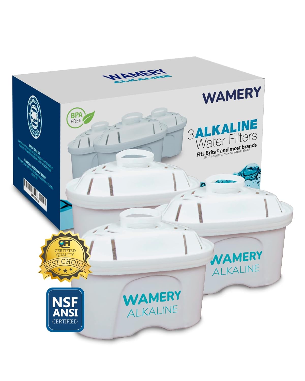 Wamery Alkaline Water Replacement Filters 3 Pack for Brita Maxtra