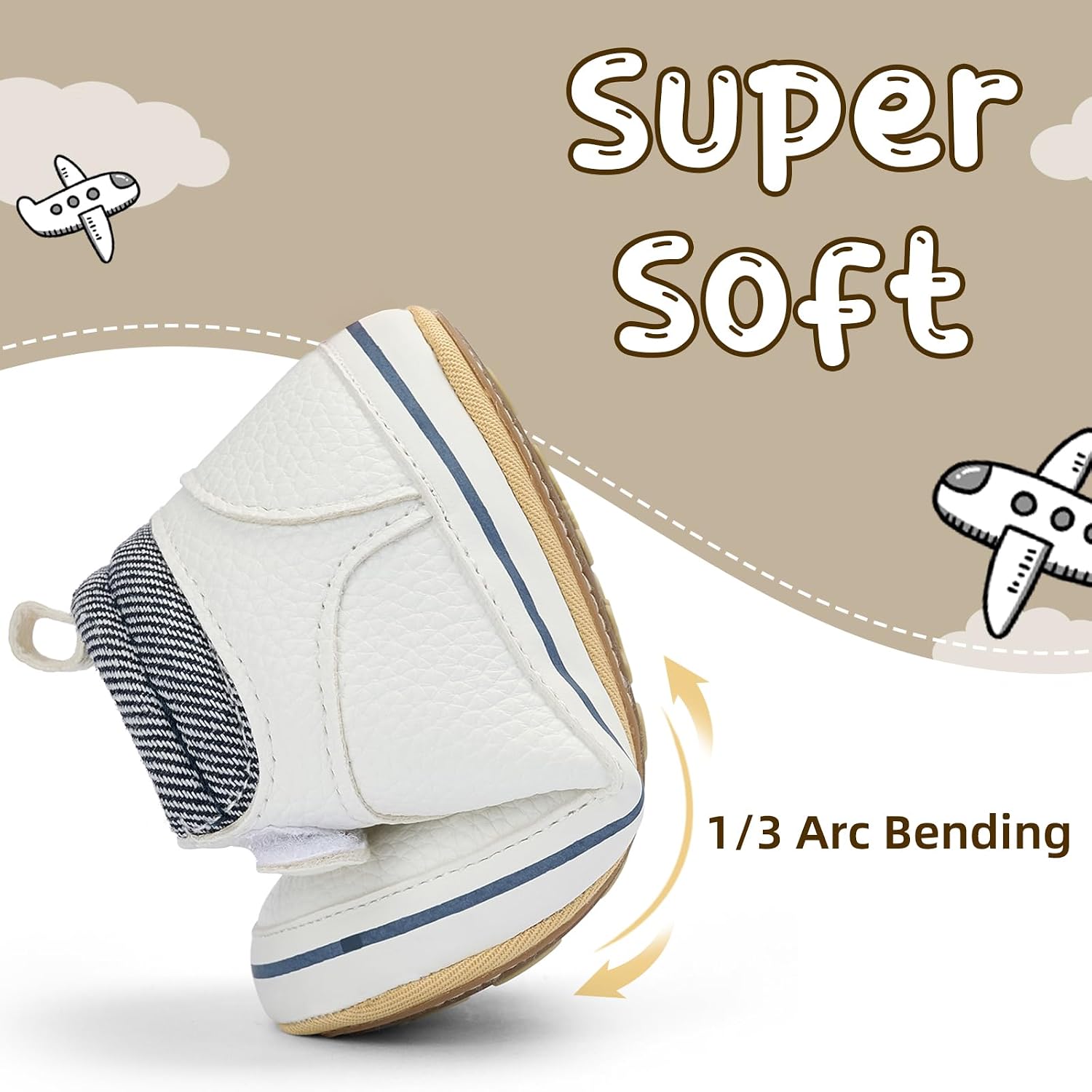 BACSAC Baby Boys Girls Non-Slip Sole High-Top PU Leather Infant Sneakers Toddler Crib First Walker Shoes