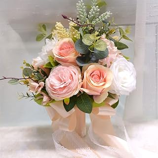 Ramo de flores artificiales, flores para novia, flores artificiales, rosas de simulación, flores artificiales para boda, ramo de novia, flores románticas para novia (color: E) (DC) (DC) Interesting