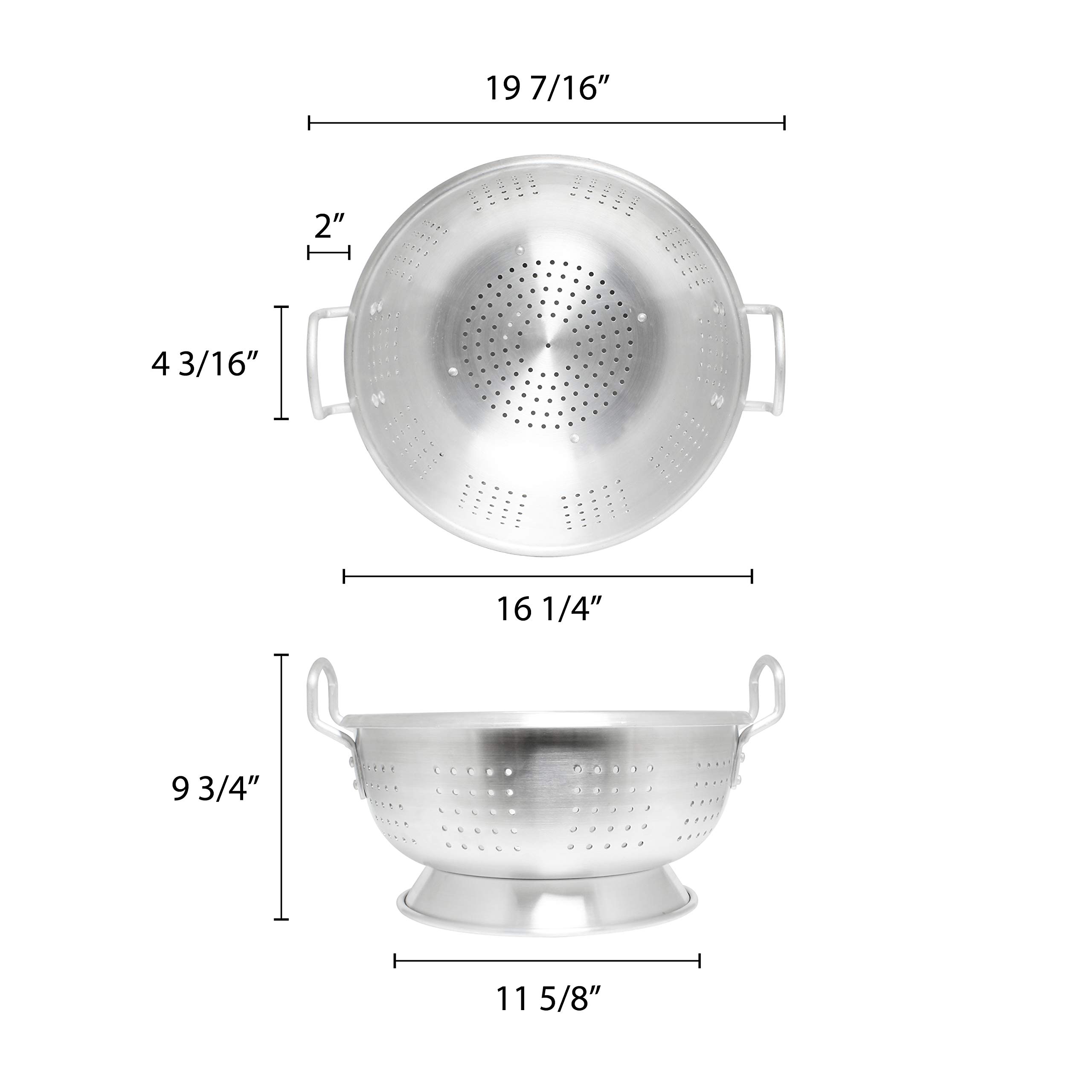 Thunder Group Aluminum Colander with Base and Handle, 16-Quart