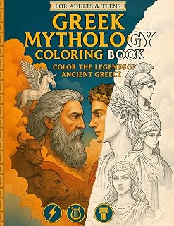 Greek Mythology Coloring Book: Greek Gods, Heroes, and Myths Brought to Life in 40 Stunning Illustrations for Relaxation and Creativity – For Adults and Teens - 8.5 x 11 in
