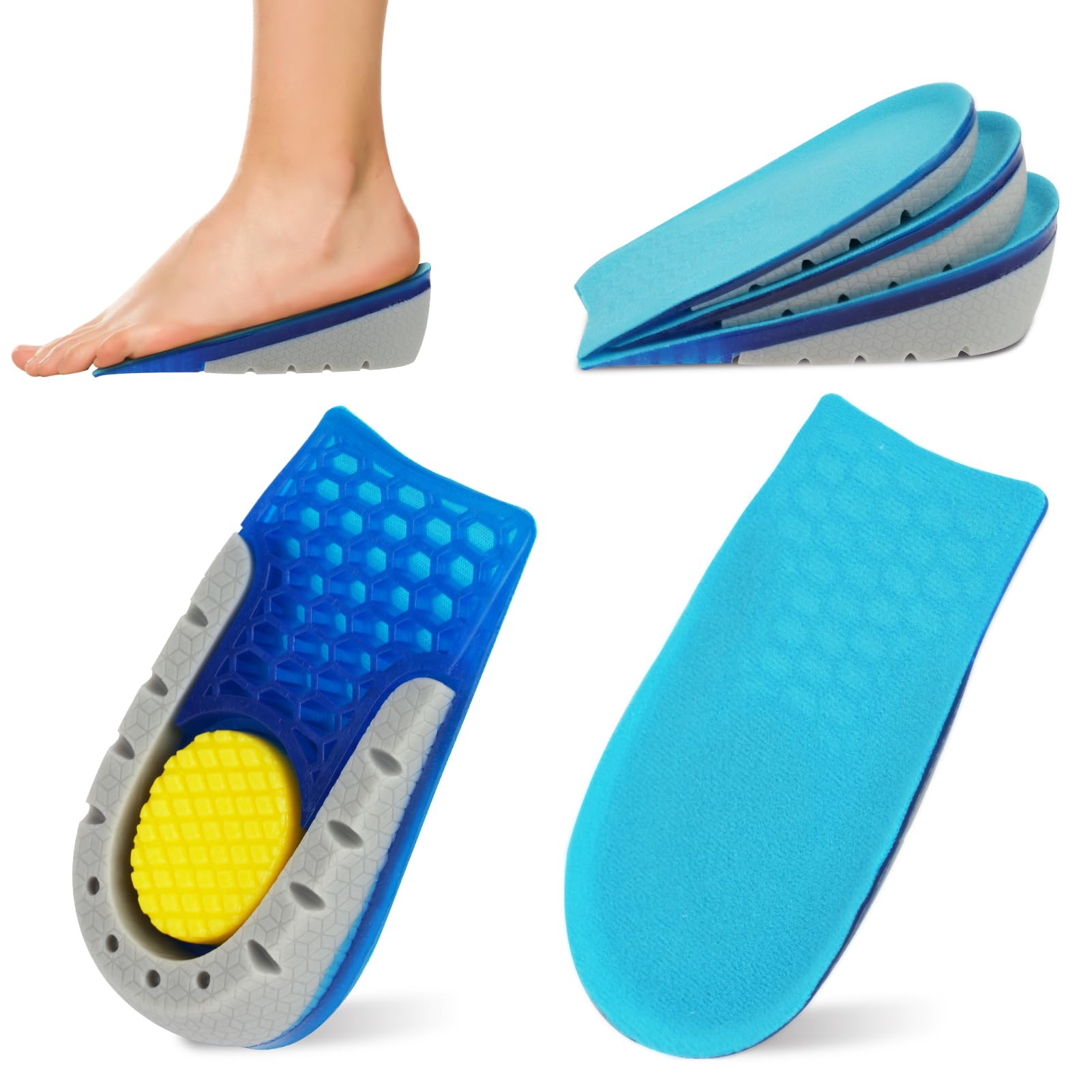 Aomig Plantillas Altura Hombre Alzas Zapatos Aumento Altura Soporte Talón Amortiguación