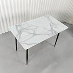 Wisfor Kitchen Dining Table Rectangular: 48 x 28 Inch Modern Sintered Stone Marble Effect Table Top with Tapered Metal Legs 4 Seat Breakfast Table for Dining Room, Restaurant, Living Room Furniture