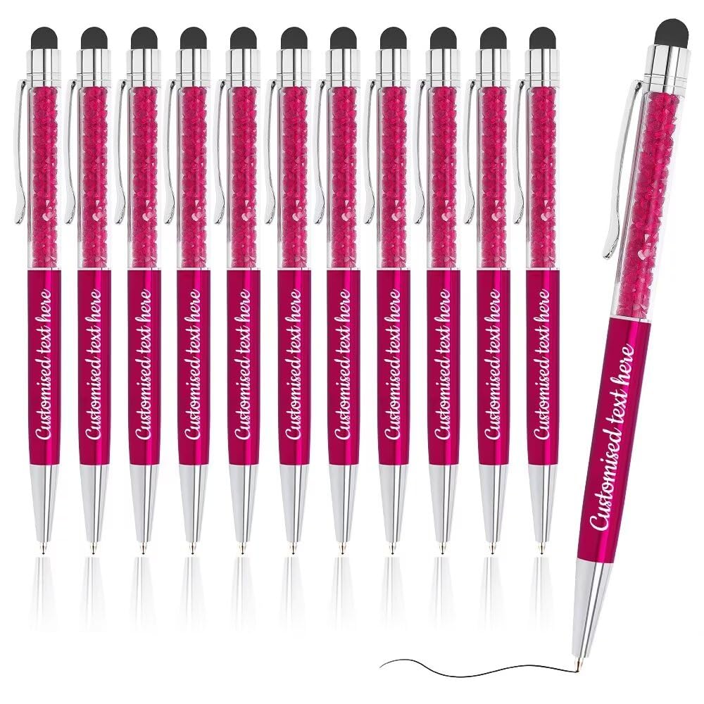 FENGHUO 96pcs Custom pens,Personalized ballpoint pens,Bulk custom pens with engraved name message,Ballpoint pens with stylus,Office supplies
