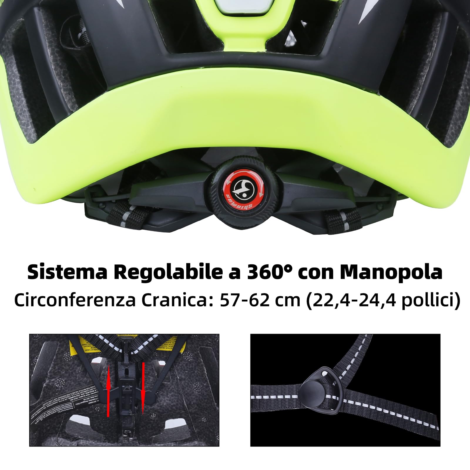 Shinmax Casco Bici Uomo Donna Casco MTB con LED USB Ricaricabile Luce Casco Bici Adulti con Visiera Rimovibile Magnetica Occhiali Casco Ciclismo Unisex Caschi Bicicletta 57-62cm NR-032