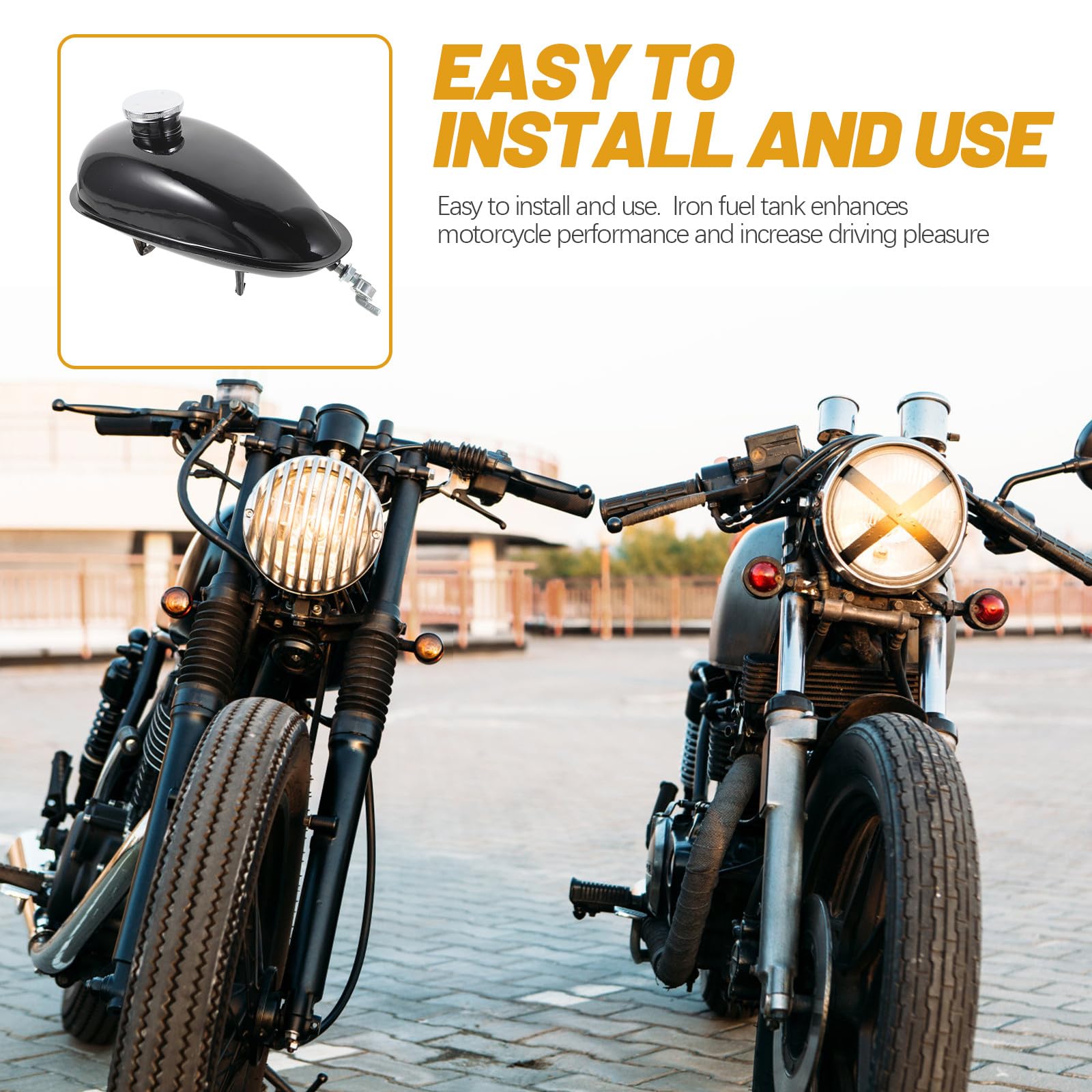 Tanque de Gasolina Metálico Depósito Resistente a Fugas de 2 para Moto 80cc Compatible con Motores de 49cc y 66cc, Adecuado para Repuesto y Uso en Motocicletas