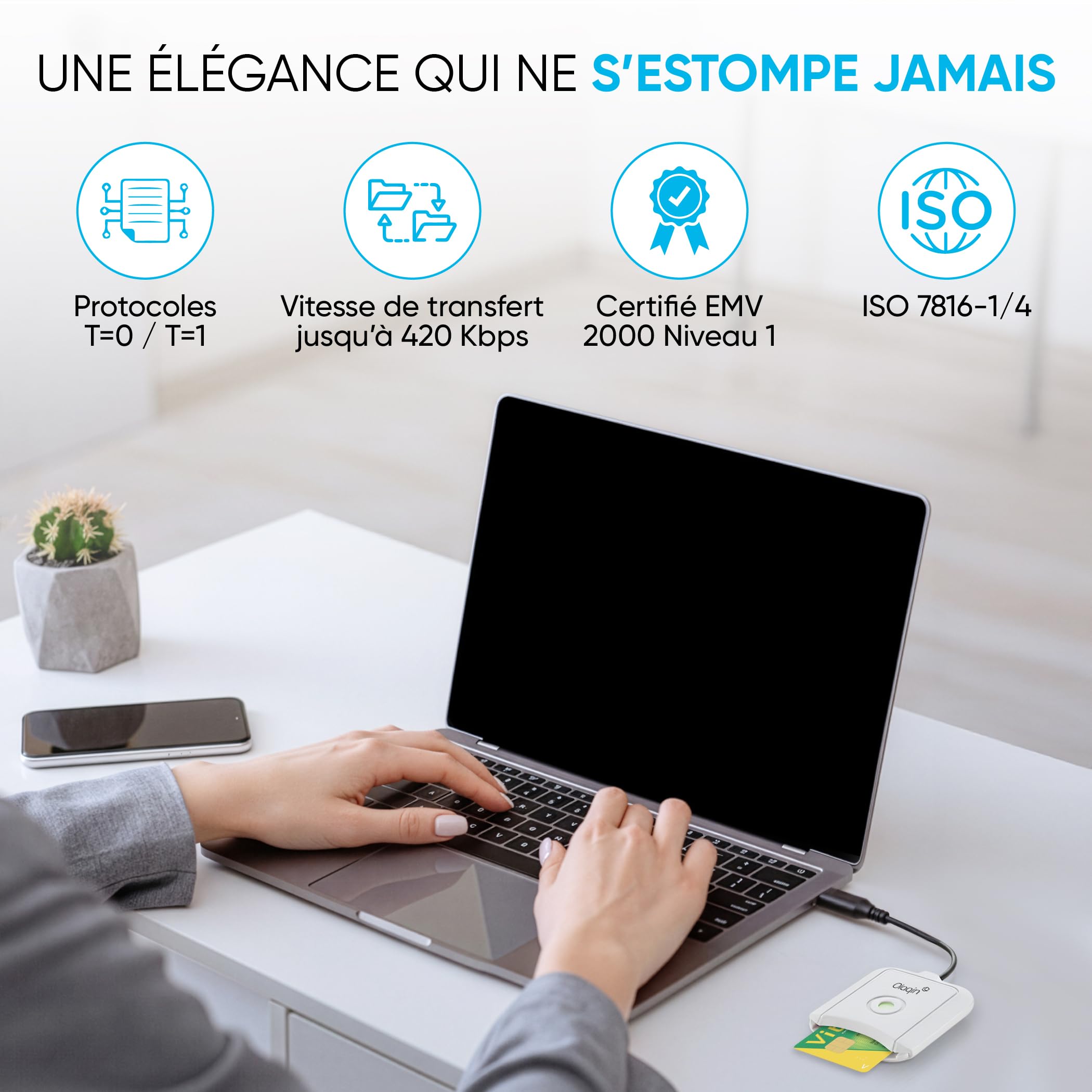 Lecteur de Carte Vitale Monofente Fixe LITEO Plug and Play USB A