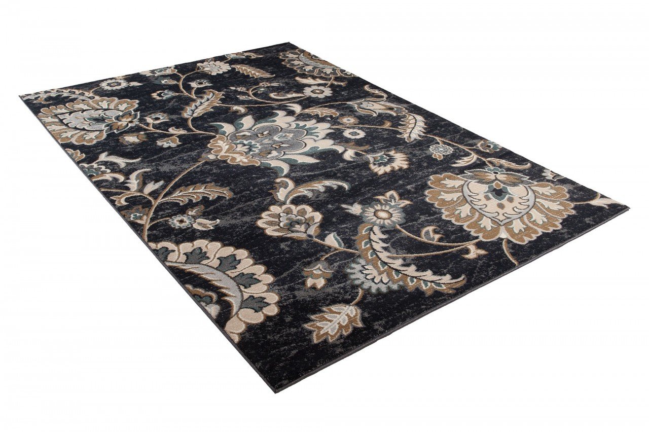 Carpeto Tapis Salon 120x170cm Noir Oriental Floral/Emirat Collection
