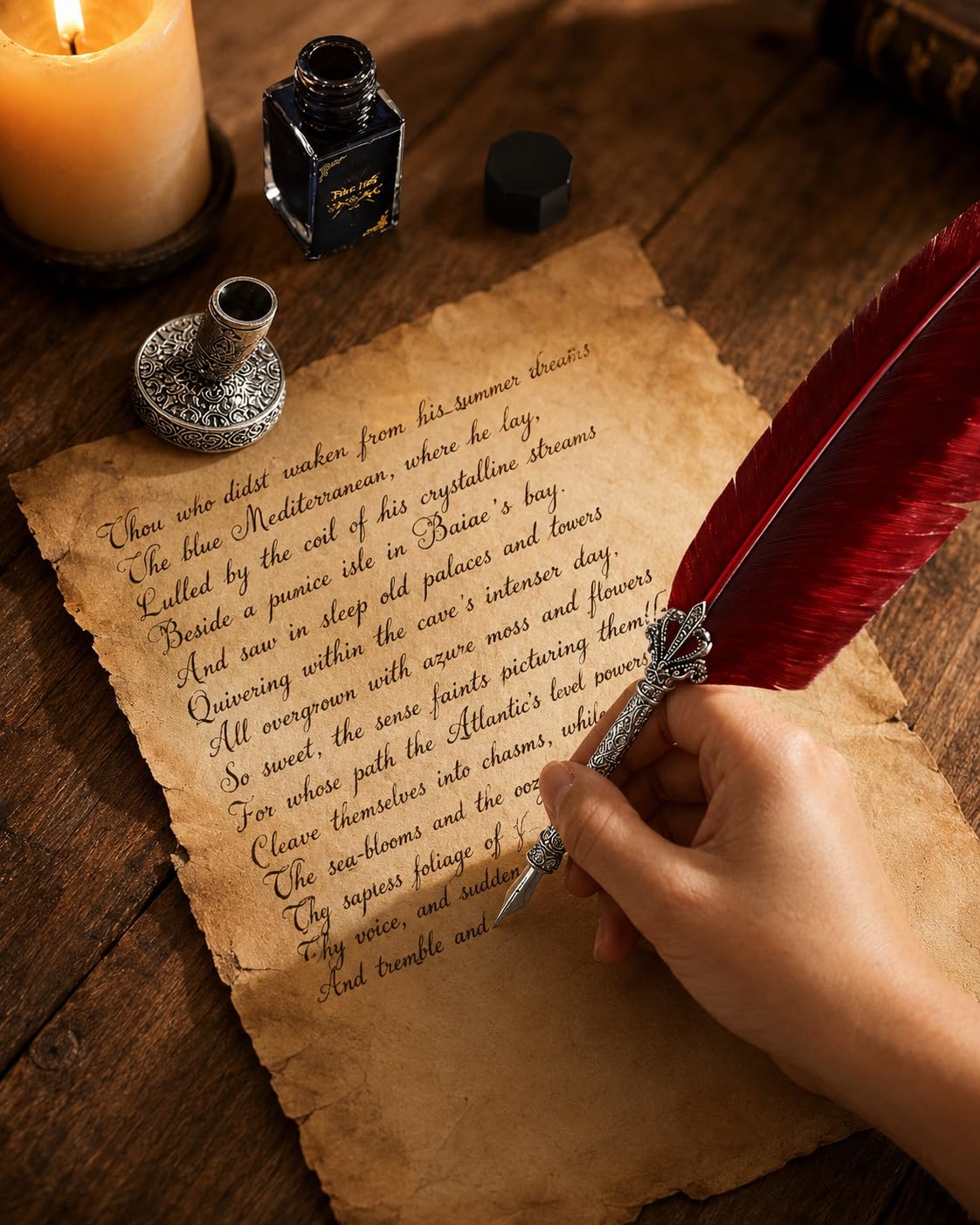 VABNEER Penna Piuma Inchiostro Pennino Metallico Penna d'Oca da Scrittura per uso Personale, Regalo Esecutivo e Antico Arredamento da Scrivania (con inchiostro)