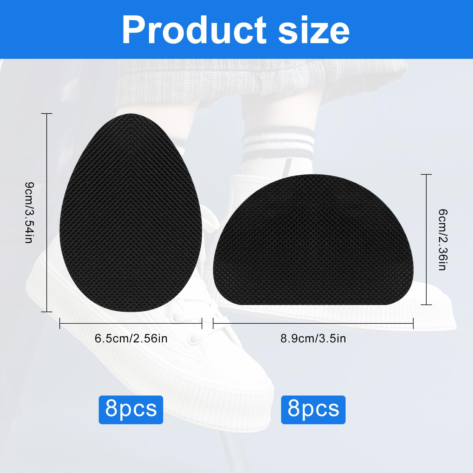 16 Stück / 8 Paar rutschfeste Schuhpolster für die Unterseite der Schuhe – selbstklebende Sohlenschutz für High Heels und flache Schuhe – rutschfeste Schuhe Grips Aufkleber für rutschige Böden