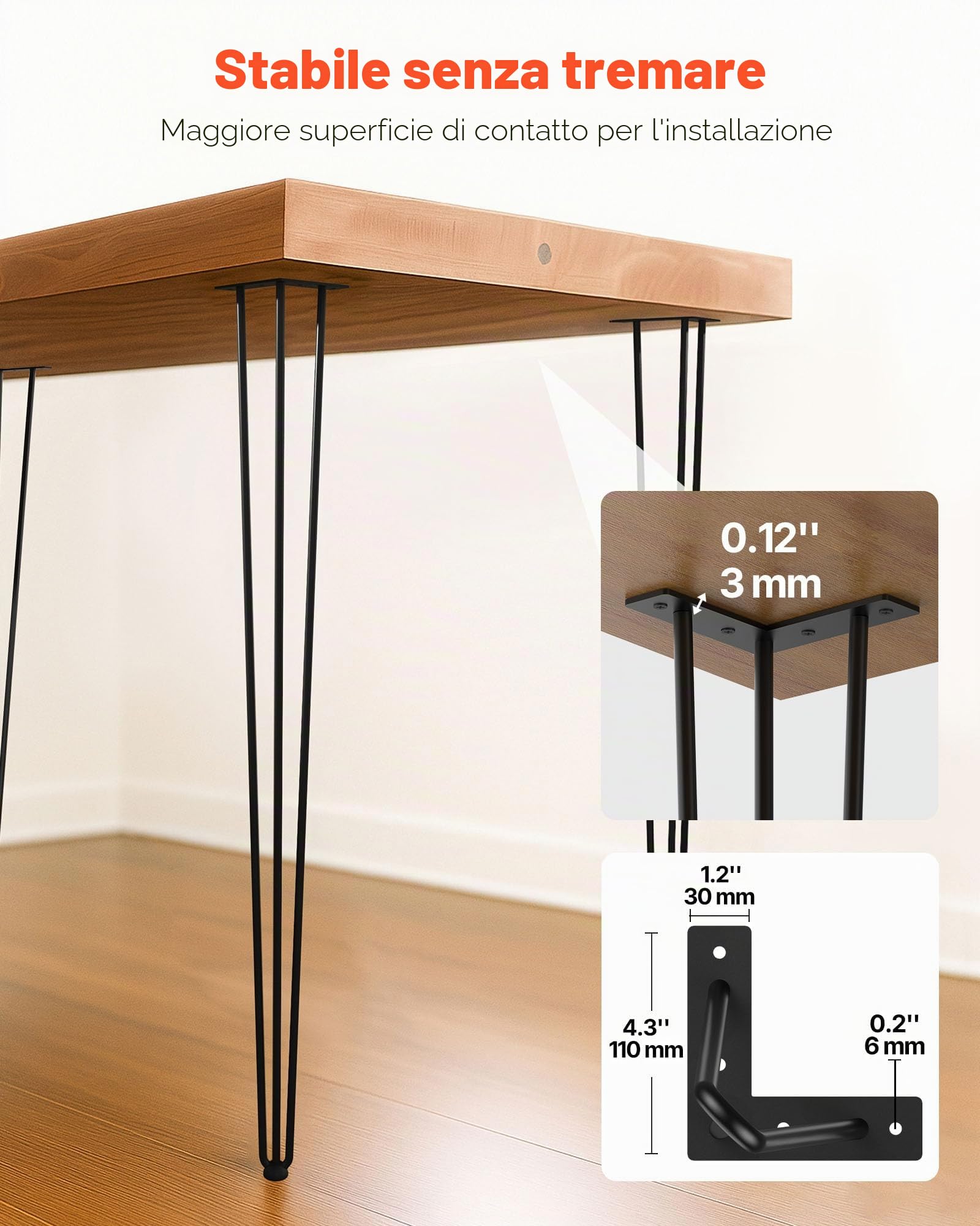 Happybuy Gambe da Tavolo da Scrivania 40 Pollici per Impieghi Gravosi di Ferro, 4 Pezzi Gambe da Tavolo a Forcina per Scrivania, Adatte per Tavolini, Divani, Seggioloni, Tavolini da Bar