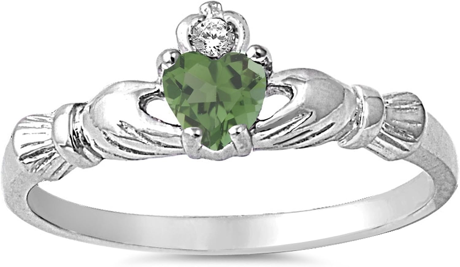 CHOOSE YOUR COLOR Sterling Silver Claddagh Heart Promise Ring