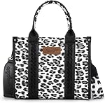 WRANGLER Cow Print Tote Bag for Women Western Top Handle Handbag with Guitar Strap