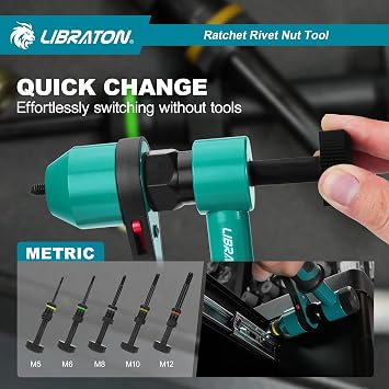 LIBRATON Rivet Nut Tool, Rivnut Tool, Professional Ratchet Nutsert Tool Kit