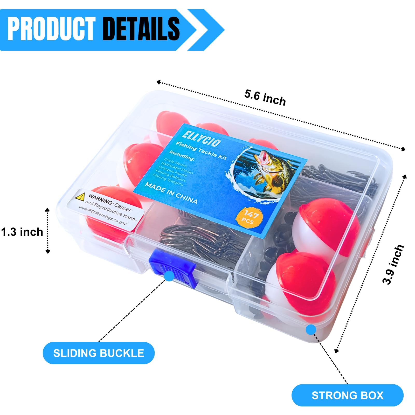 Kit de aparejos de pesca de 147 piezas, incluye anzuelos de pesca, bobinas para pesca, pesos para agua dulce y salada
