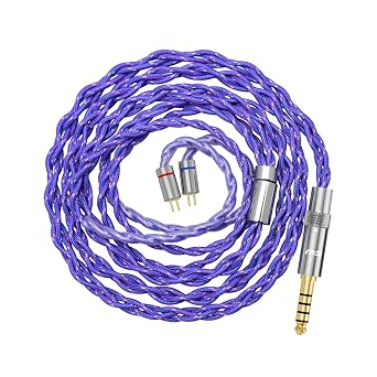CVJ Candy II IEM Cable, in Ear Monitor Cable 2-Pin,Headphone Extension Wire | 1.25m Long Earbud Cord, 4-Standard 800-Cores Silver-Plated Earphone Cable for Singer Music Audiophile, 3.5mm/4.4mm Plug