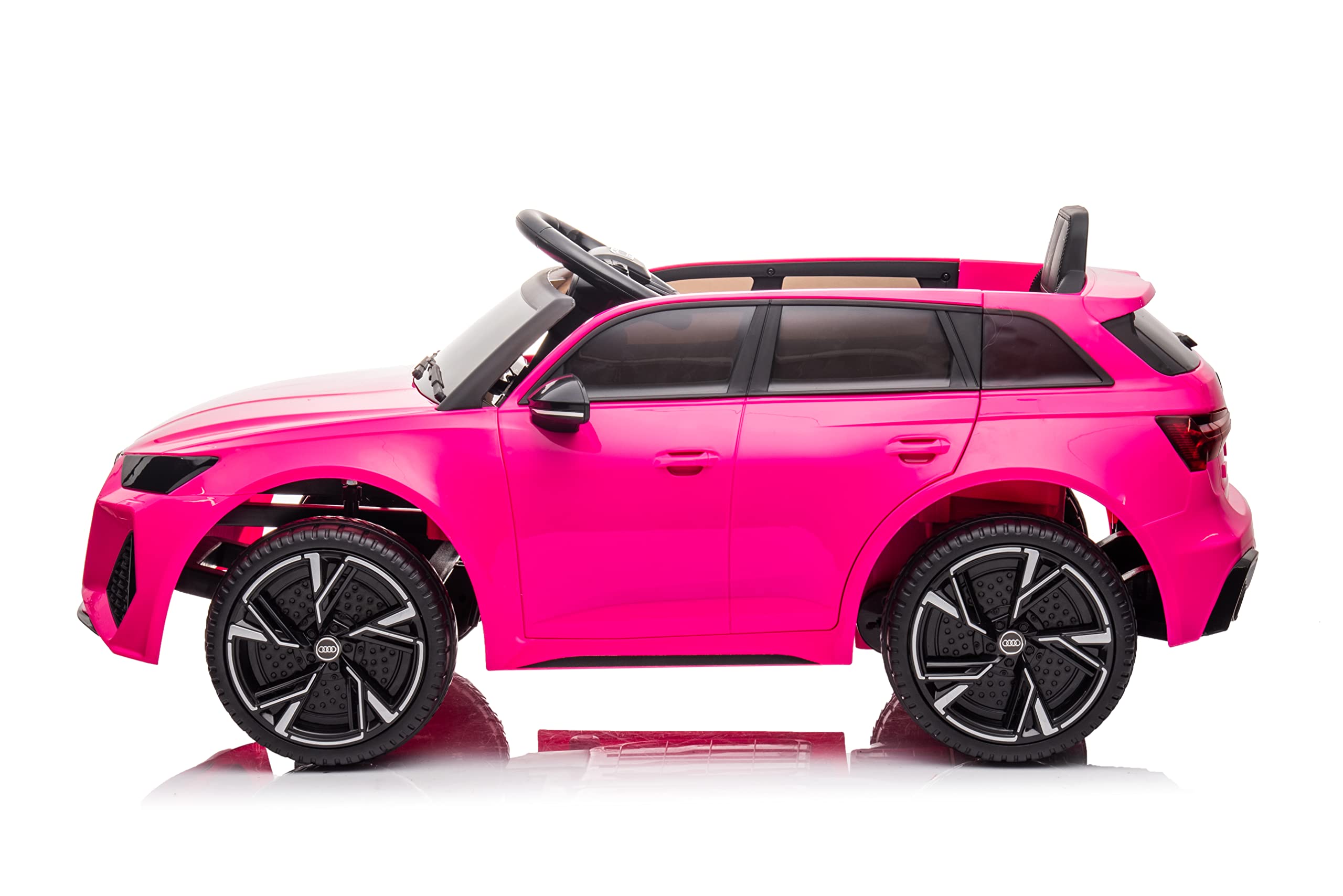 FINOOS Voiture Électrique Enfant A.U.D.I. RS6 2,4 GHz 2 x Moteur 12V 30W V. Max. 5 Km/h Télécommande Effets Sonores Rose