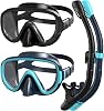 G2RISE Snorkel Set Adults, SN05 Snorkel Mask, Snorkel Set with Tempered Glass Lenses, Dry Top System & Upgraded Adjustable Buckle for Snorkeling, Diving, Swimming